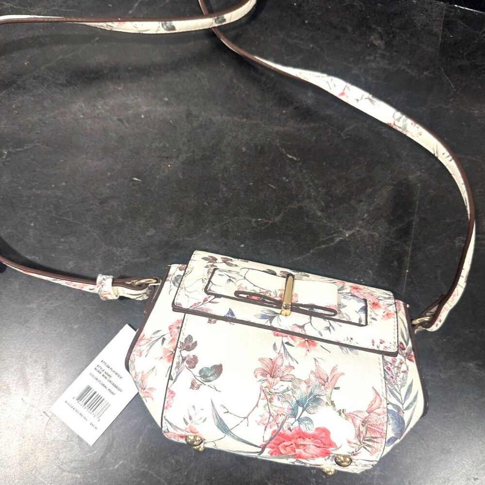 Nora Mini Crossbody Bag Floral Print Bow Gold Tone NWT PLH18101F